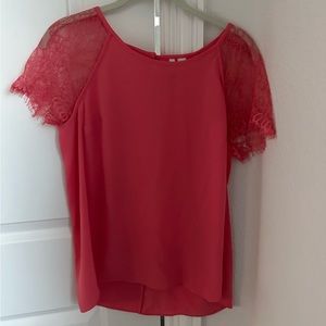LC by Lauren Conrad Salmon/Pink Lace Sleeve Blouse
